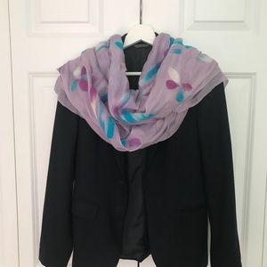 Handmade 100%silk scarf  with wool elements